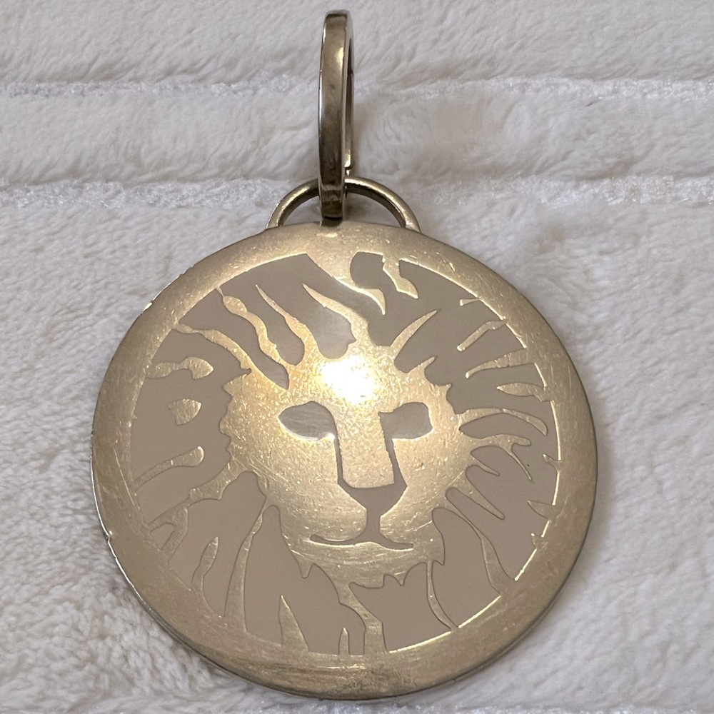Vintage Anne Klein Medallion Lion Head Bag Key Charm / Oversized Pendant